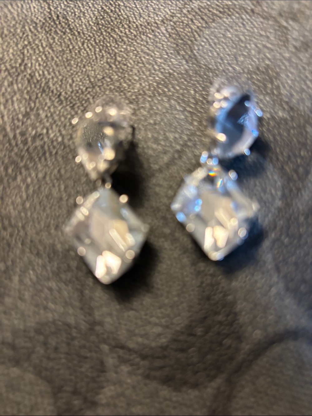 SUPER CHUNKY Silver-Tone Clear Crystal Drop Earrings - Elegant Women's Jewelry